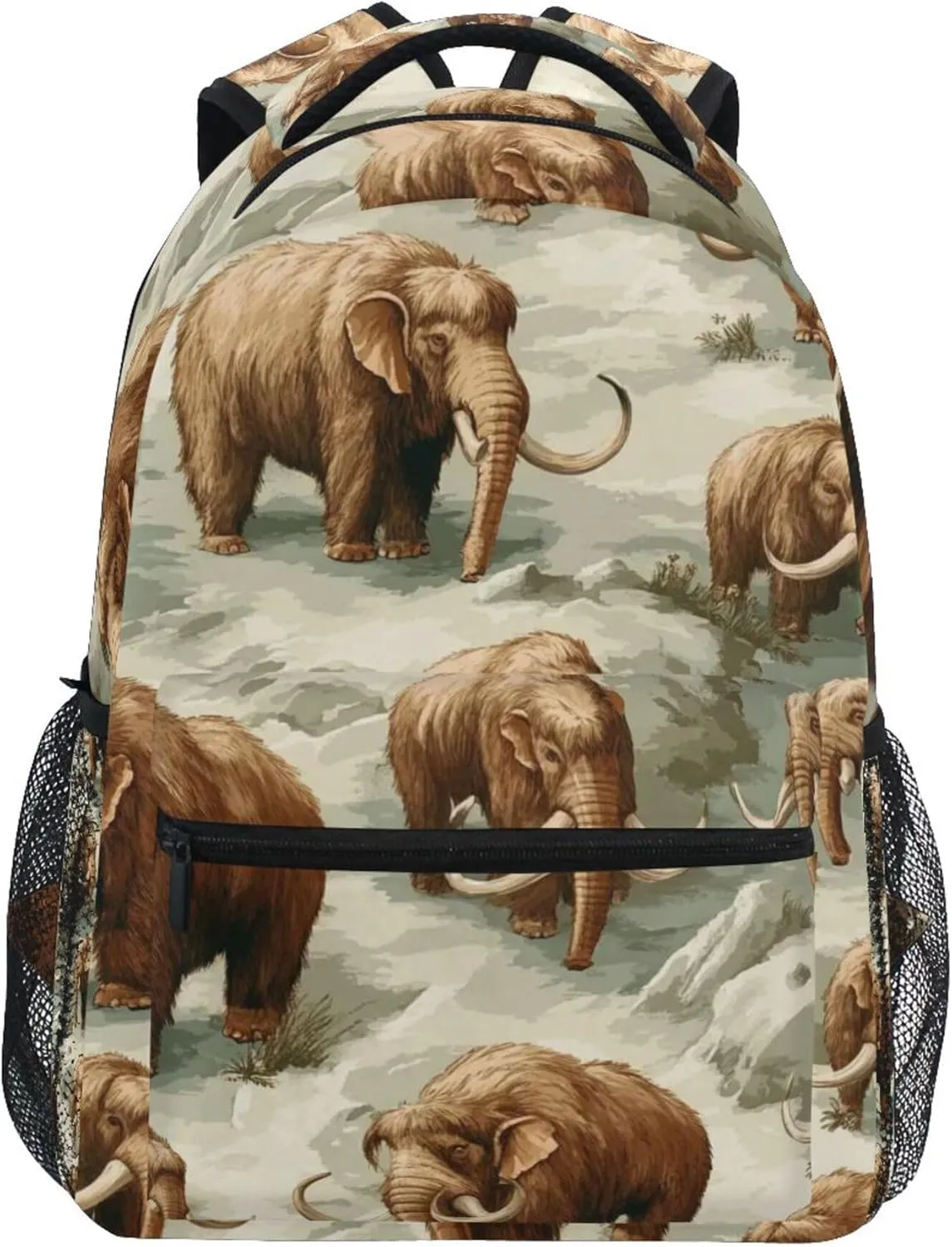 Mammoths Animals Pattern Backpack Laptop Tablet Travel School Bag with Name Tag for Boys Girls