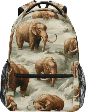 Mammoths Animals Pattern Backpack Laptop Tablet Travel School Bag with Name Tag for Boys Girls