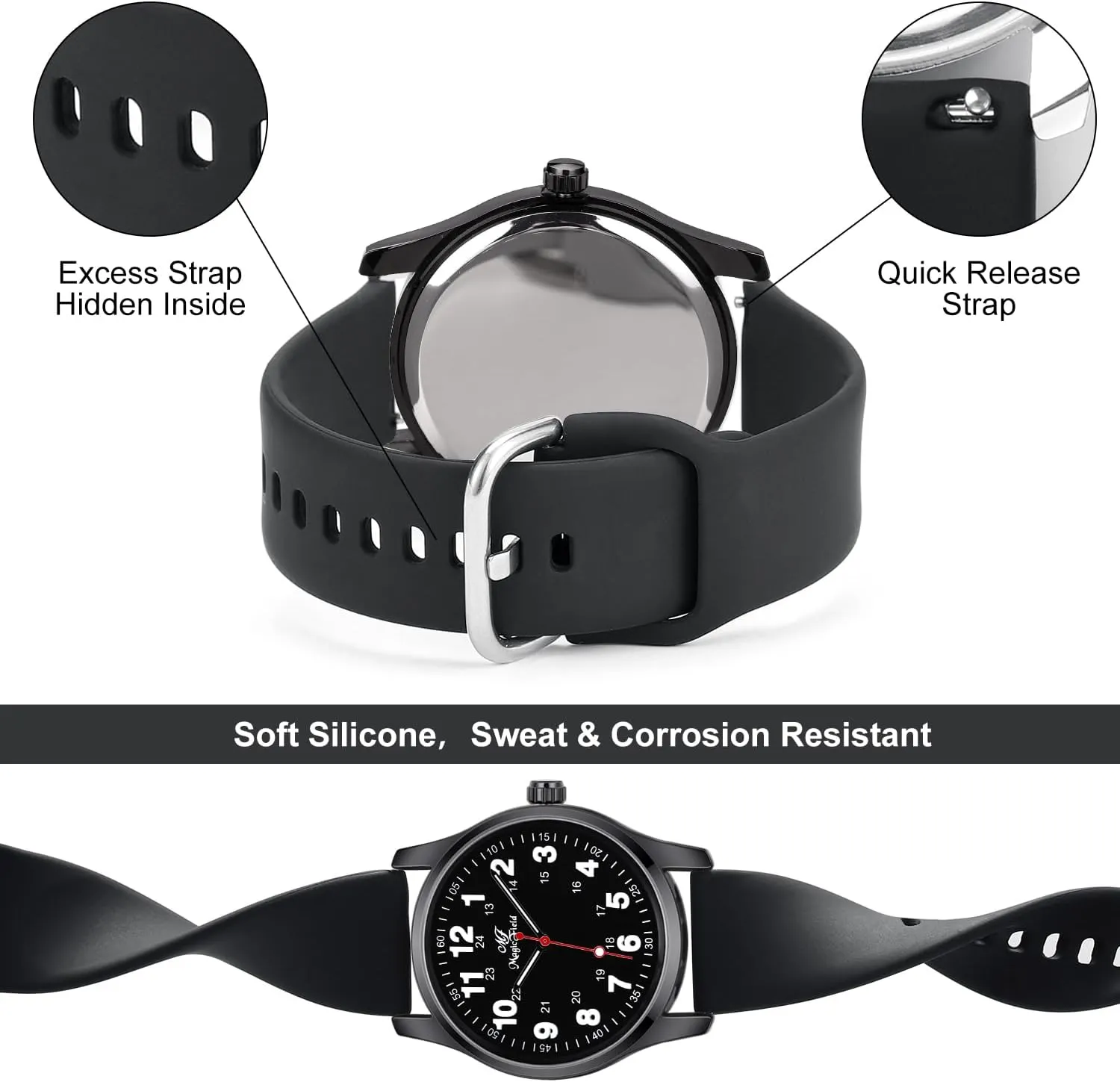 ManChDa Nurse Watch Nursing Watch Analog Medical Watches with Second Hand Easy to Read