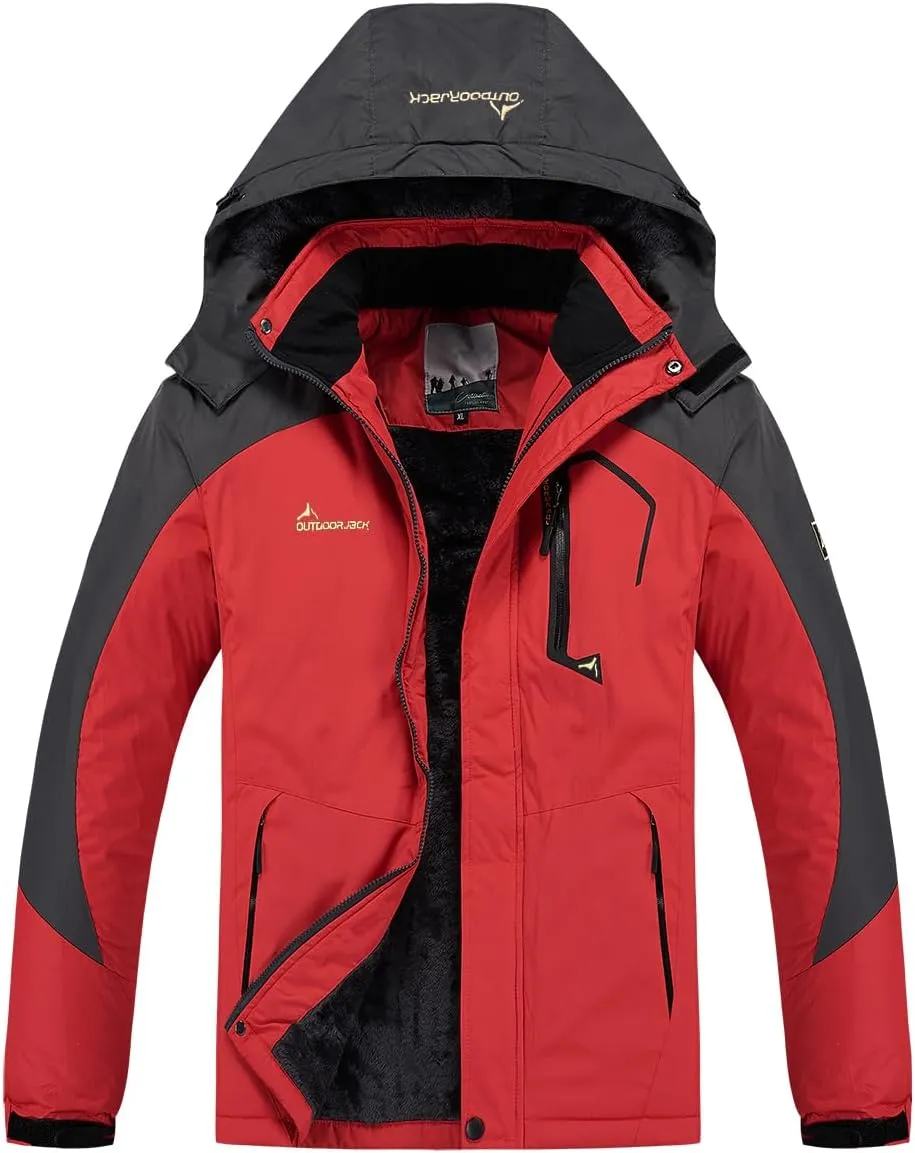 MANSDOUR Men's Snow Ski Hiking Jacket Waterproof Warm Fleece Winter Outdoor Snowboard Windbreaker Hooded Coat…
