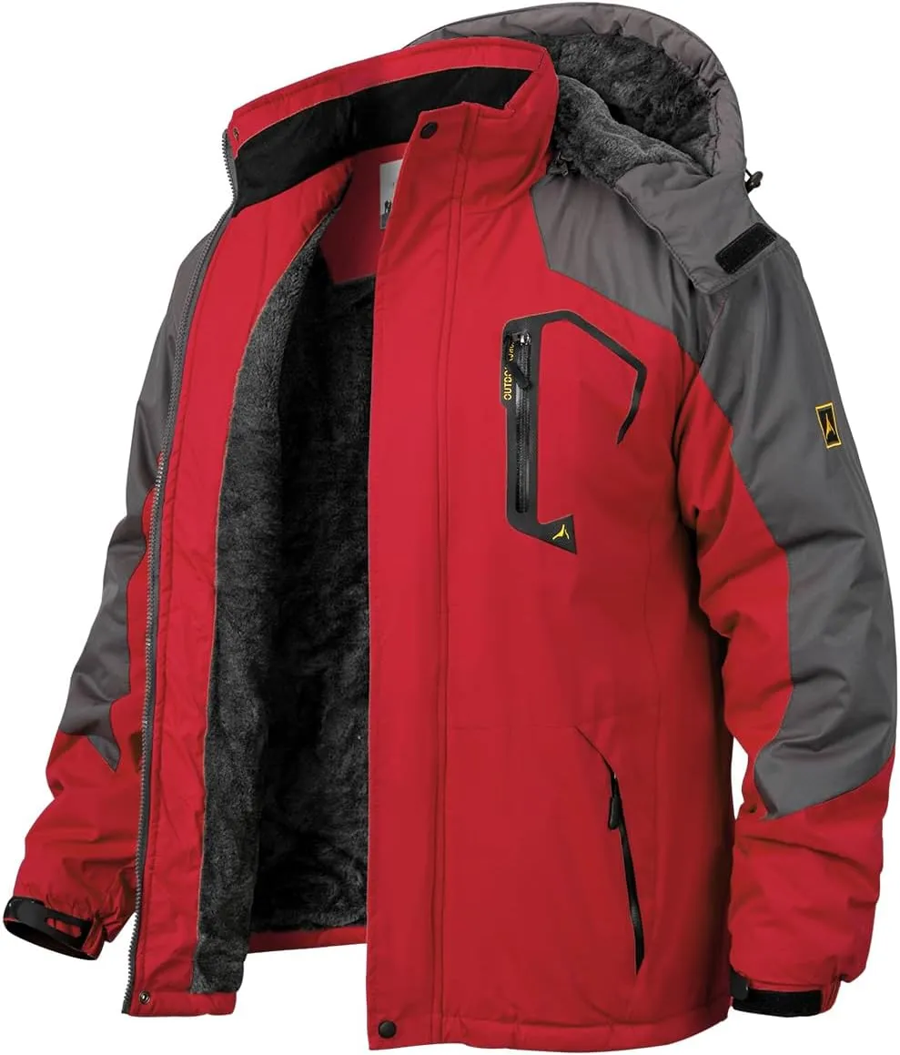 MANSDOUR Men's Snow Ski Hiking Jacket Waterproof Warm Fleece Winter Outdoor Snowboard Windbreaker Hooded Coat…