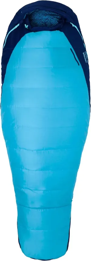 Marmot Women’s Trestles 15° Sleeping Bag | Insulated, Water-Resistant, Left-Zip, French Blue/Harbor Blue, Long