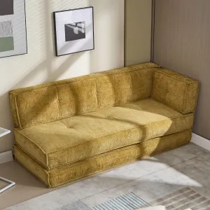 Maximize Space with Modular Chenille Sofa, Flexible Combination Design, Compact Storage Solutions, Yellow