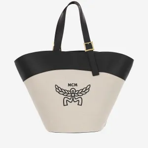 Mcm Cotton Canvas And Leather Himmel Shoulder Bag