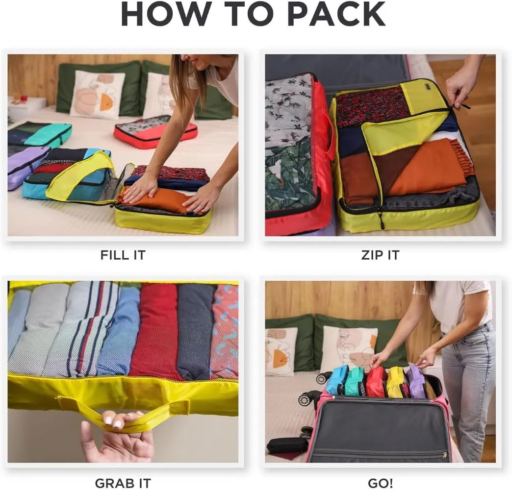 Medium Packing Cubes for Suitcases - 5 Pcs Set of Travel Organizer Bags for Carry On Luggage