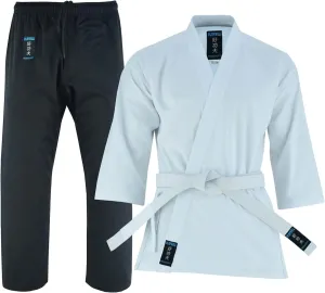 Medium Weight Karate Mixed White Jacket/Black Trouser Uniform Suit Gi - 9oz