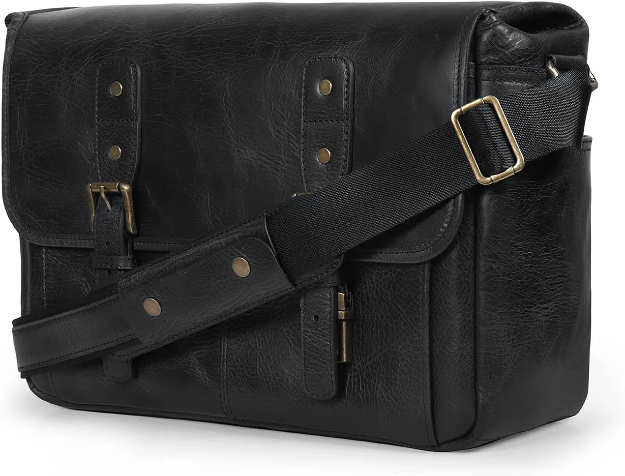 MegaGear Italian Leather Messenger Bag, Lightweight Unisex Business Briefcase Satchel Portfolio, Multi Compartment