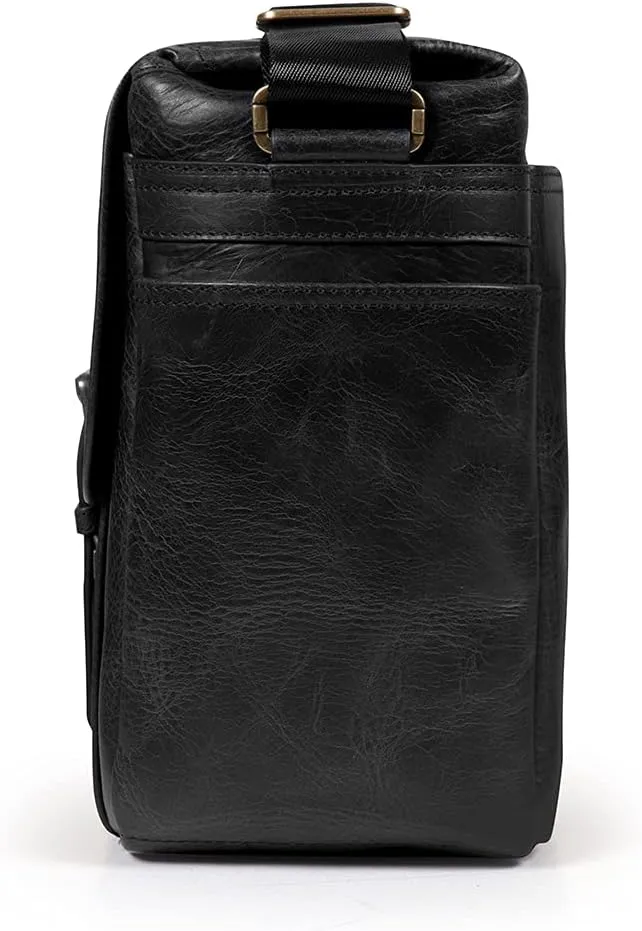 MegaGear Italian Leather Messenger Bag, Lightweight Unisex Business Briefcase Satchel Portfolio, Multi Compartment
