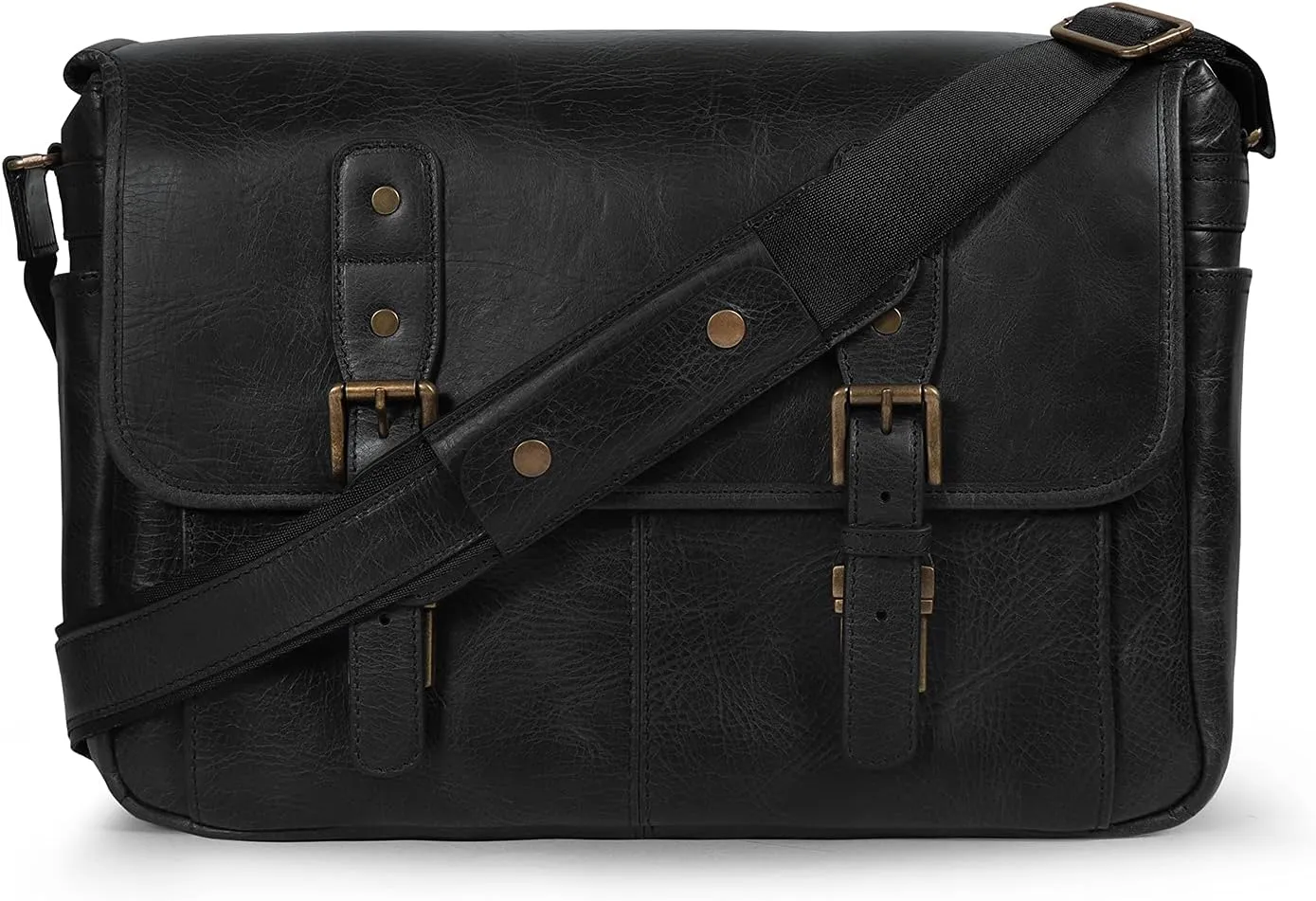 MegaGear Italian Leather Messenger Bag, Lightweight Unisex Business Briefcase Satchel Portfolio, Multi Compartment