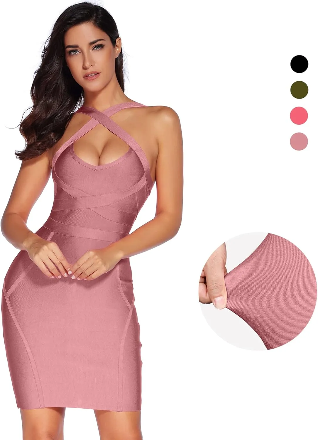 meilun Women's Celebrity Bandage Bodycon Dress Strap Party Pencil Dress
