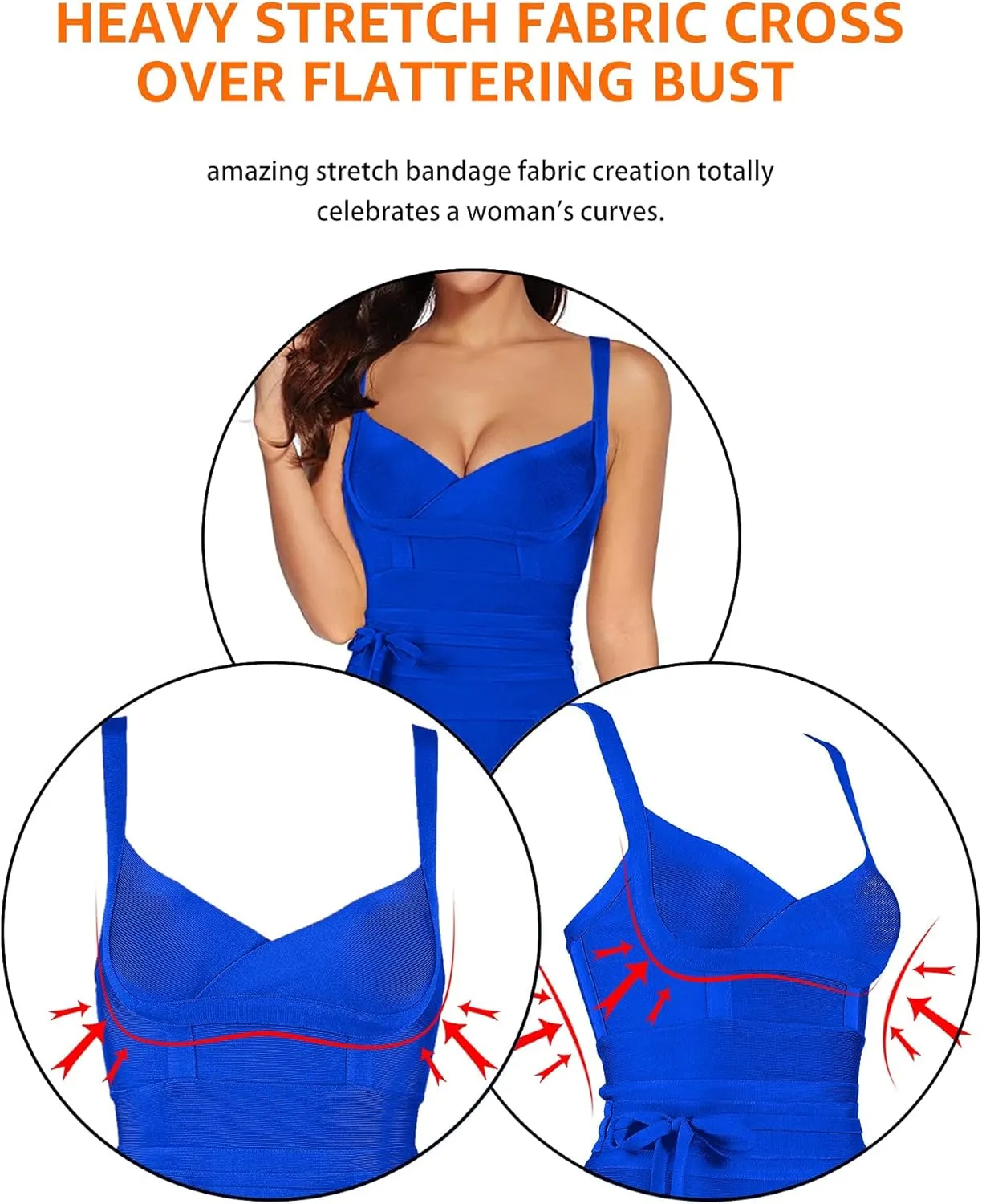 meilun Womens Rayon Belt Detail Bandage Bodycon Party Dress