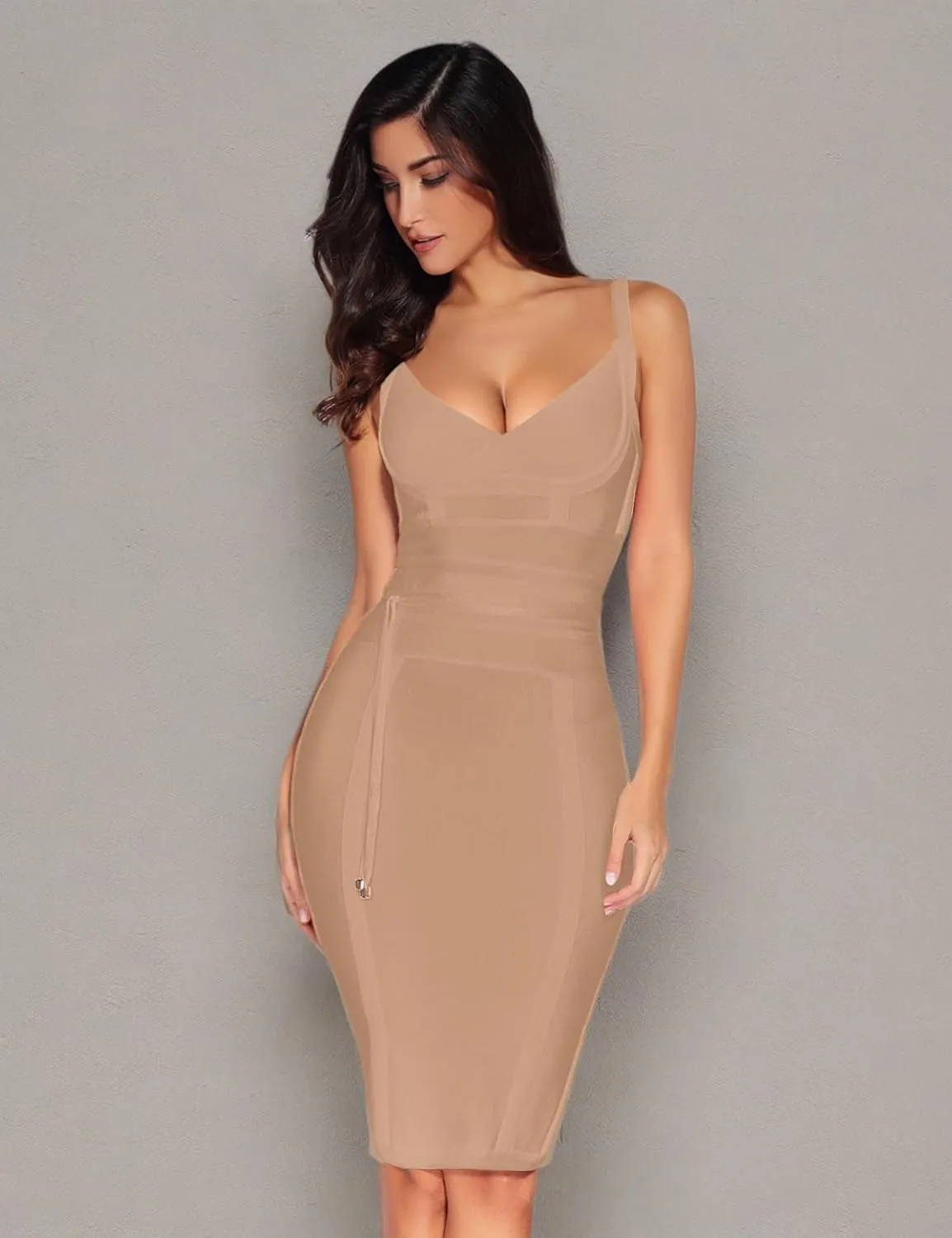 meilun Womens Rayon Belt Detail Bandage Bodycon Party Dress