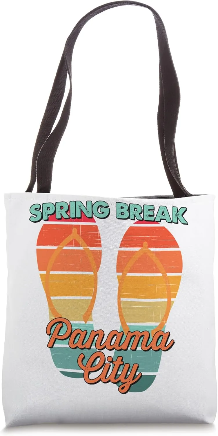 Men Vintage Spring Break Panama City Vacation Flip Flop Boy Tote Bag