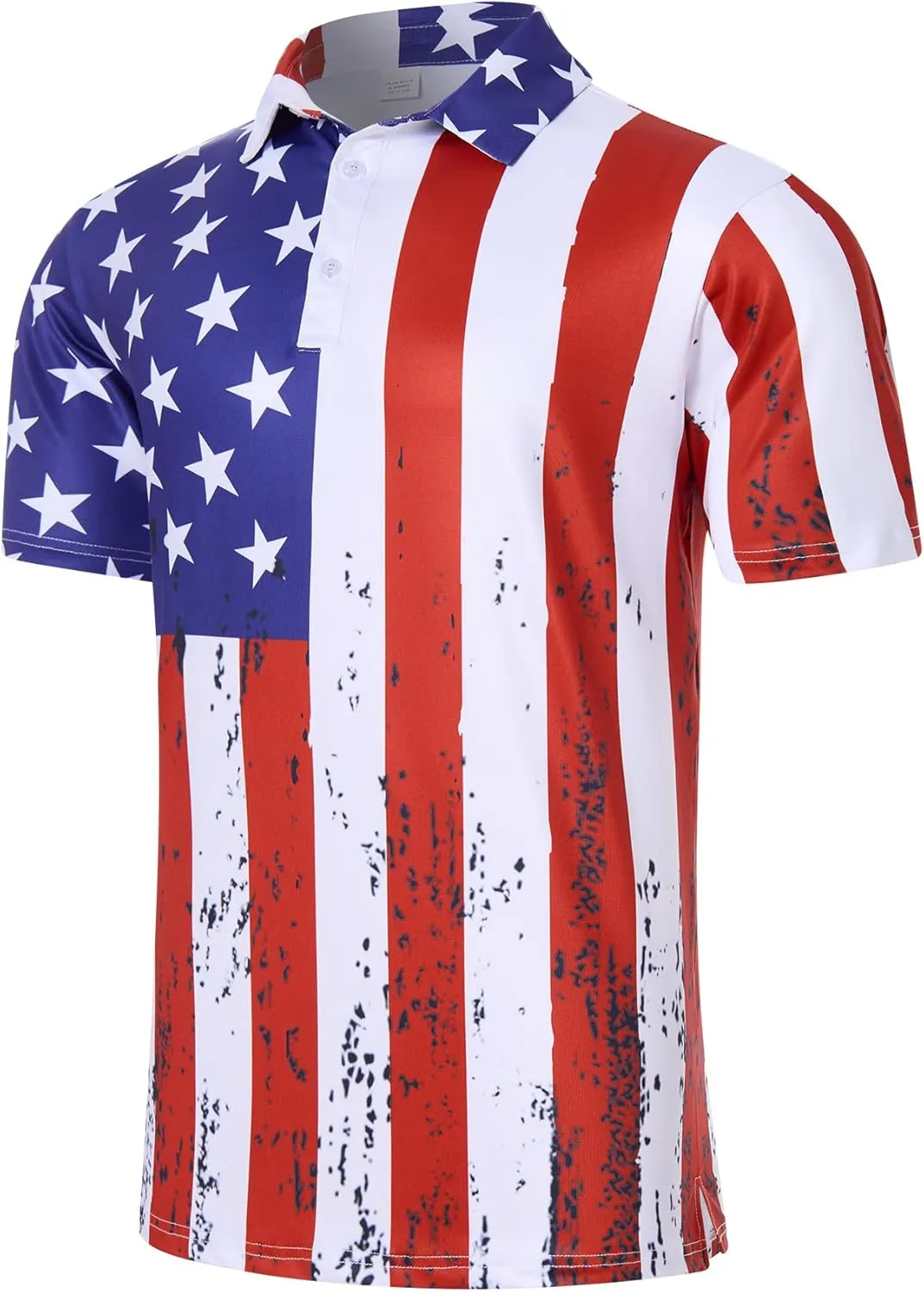 Mens American Flag Golf Shirts 4th of July Polo Shirt Dry Fit USA Patriotic Short Sleeve