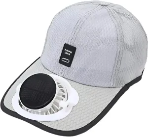 Mens Baseball Cap with Solar Fan – UV Protection Wide Brim Mesh Cap, Solar & USB Powered for Outdoor, Heat Relief