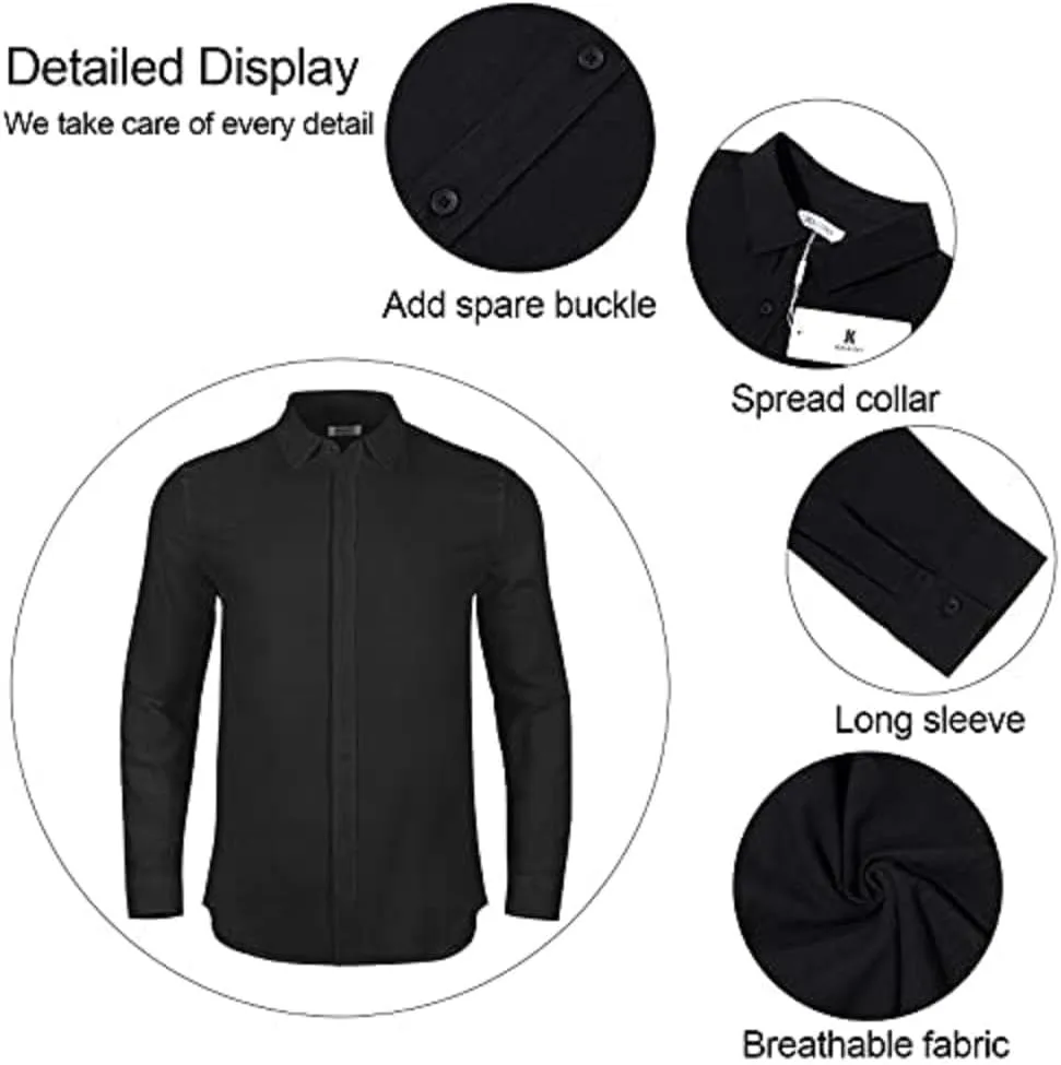 Mens Casual Long Sleeve Cotton Linen Shirts Buttons Down Solid Plain Roll-Up Sleeve Summer Beach Shirts