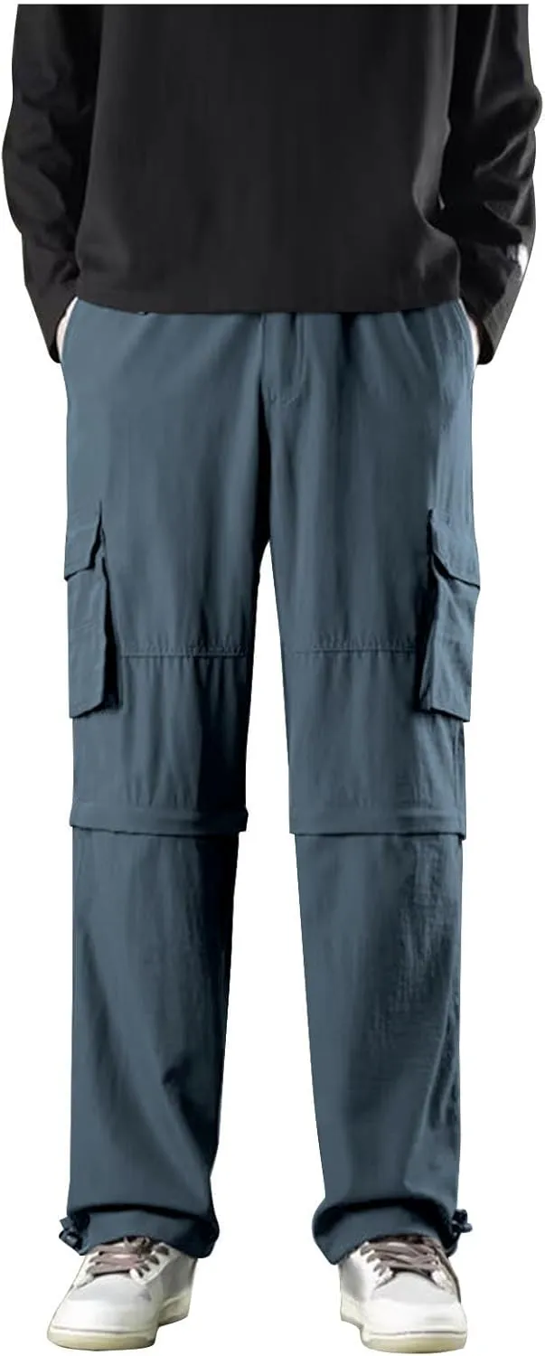 Mens Casual Pants Lightweight Patchwork Hiking Straight Leg Pants for Men Spring Relaxed Fit Outdoor Work Pants