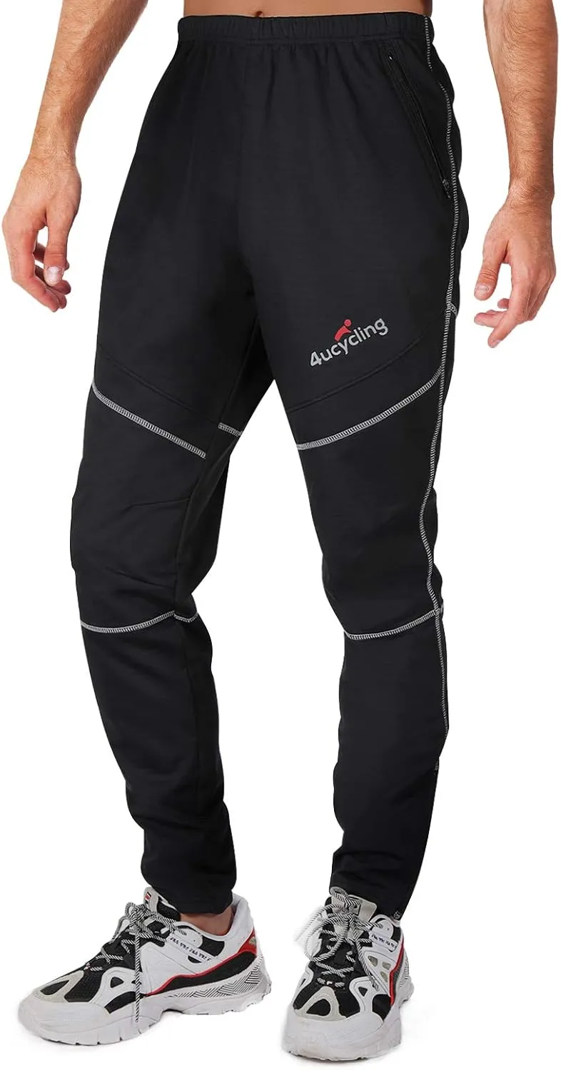 Mens Fleeced Windproof Winter Cycling Pants for Biking,Skiing,Running Outdoor Sports