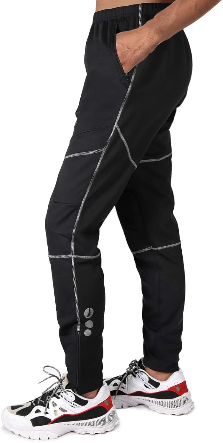 Mens Fleeced Windproof Winter Cycling Pants for Biking,Skiing,Running Outdoor Sports