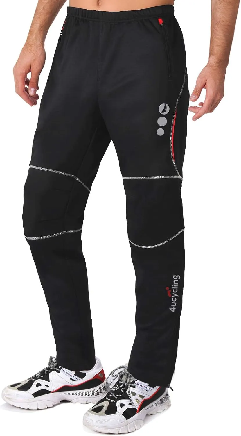 Mens Fleeced Windproof Winter Cycling Pants for Biking,Skiing,Running Outdoor Sports