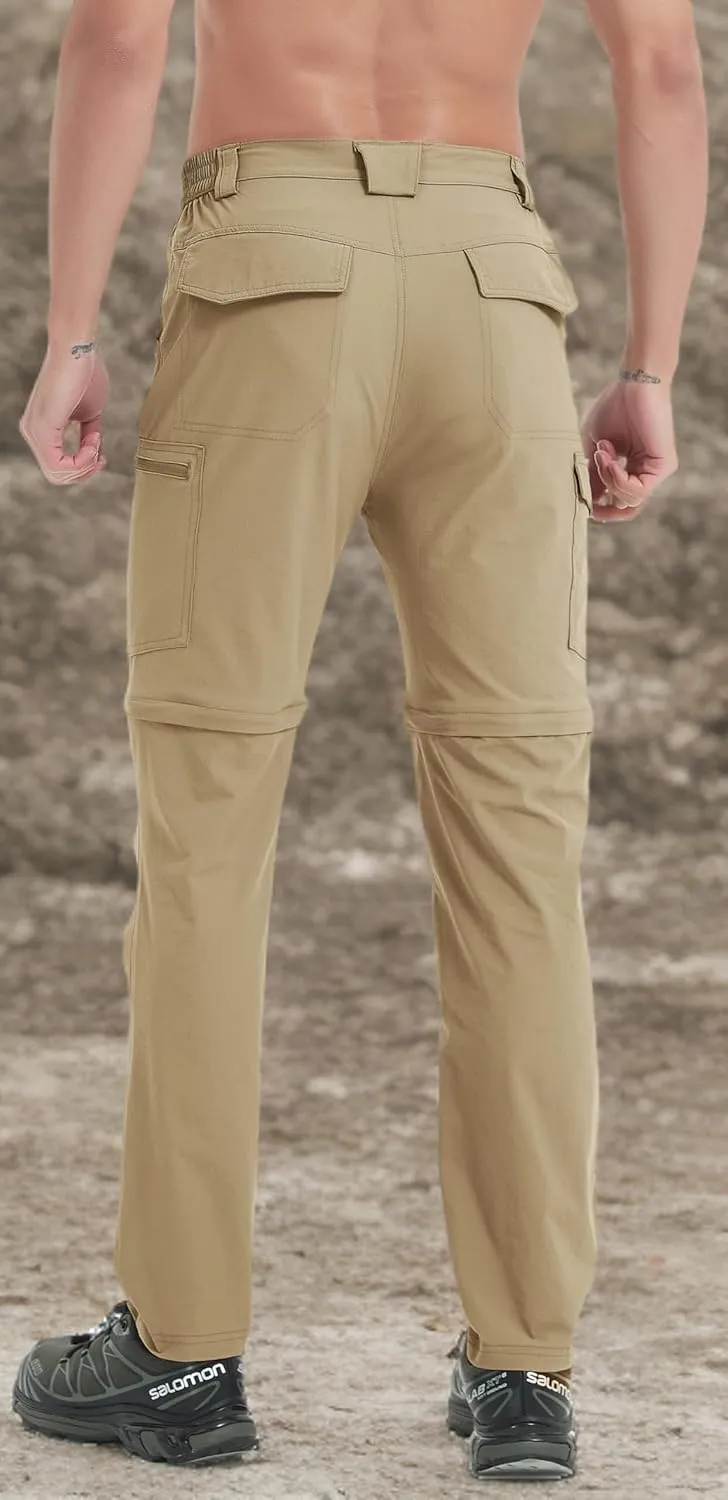 Men's Hiking Convertible Zip Off Pants Outdoor Waterproof Quick Dry Lightweight Fishing Safari Travel Cargo Work Pants
