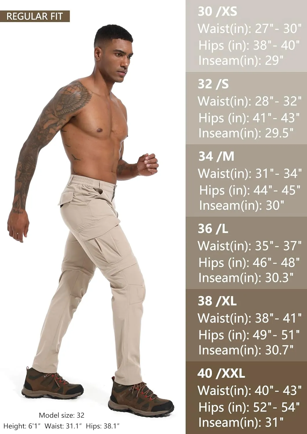 Men's Lightweight Hiking Cargo Work Pants Quick Dry Water Resistant Fishing Travel Climbing Outdoor Stretch Pants