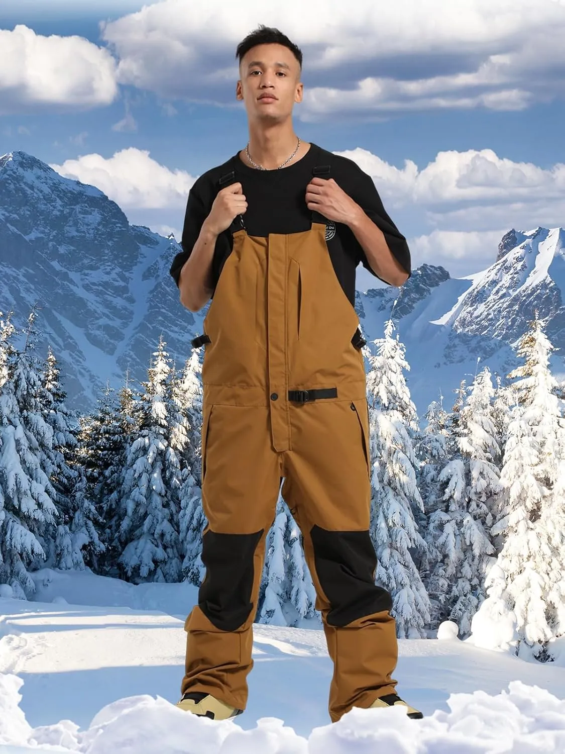 Men's Snowboard Bibs Ski Women Insulated Waterproof Snow Pants Bib Breathable Overalls Outdoor Winterproof
