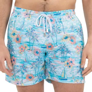 Men's Swim Trunks, Mid-Length Comfortable Swim Shorts, with Elastic Waistband, Mesh Lining, and Triple Stitched