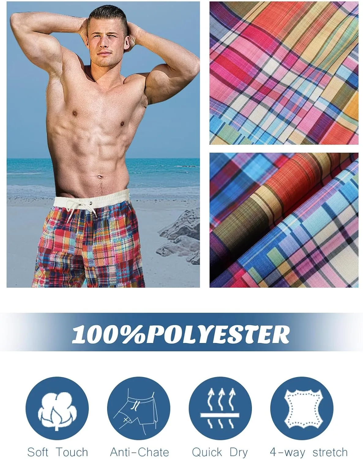 Men's Swim Trunks Quick Dry Board Shorts with Mesh Liner Beach Shorts Bathing Suits Summer