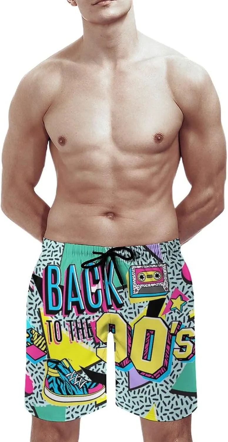 Mens Swim Trunks Quick Dry Funny Beach Board Shorts with Mesh Lining Hawaiian Swimwear Bathing Suits