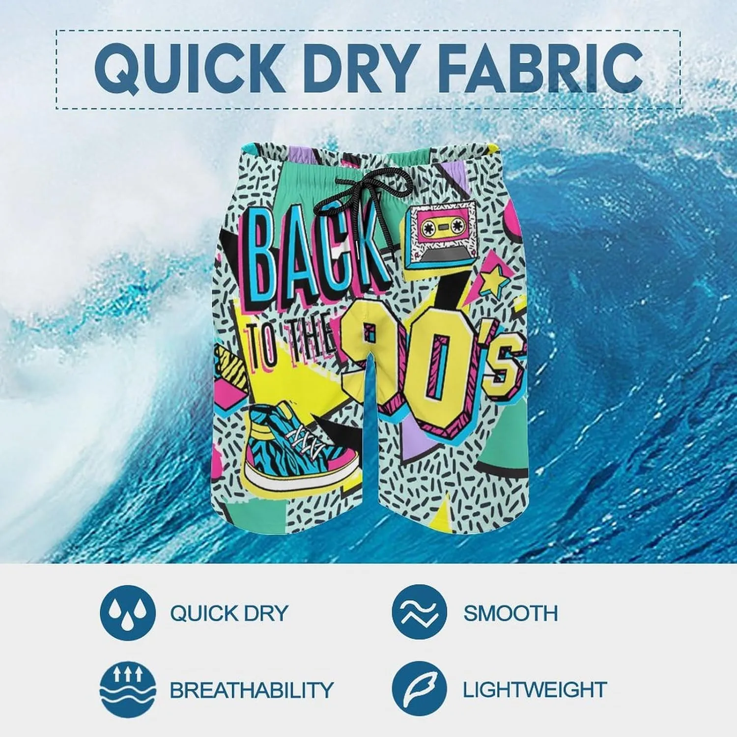 Mens Swim Trunks Quick Dry Funny Beach Board Shorts with Mesh Lining Hawaiian Swimwear Bathing Suits
