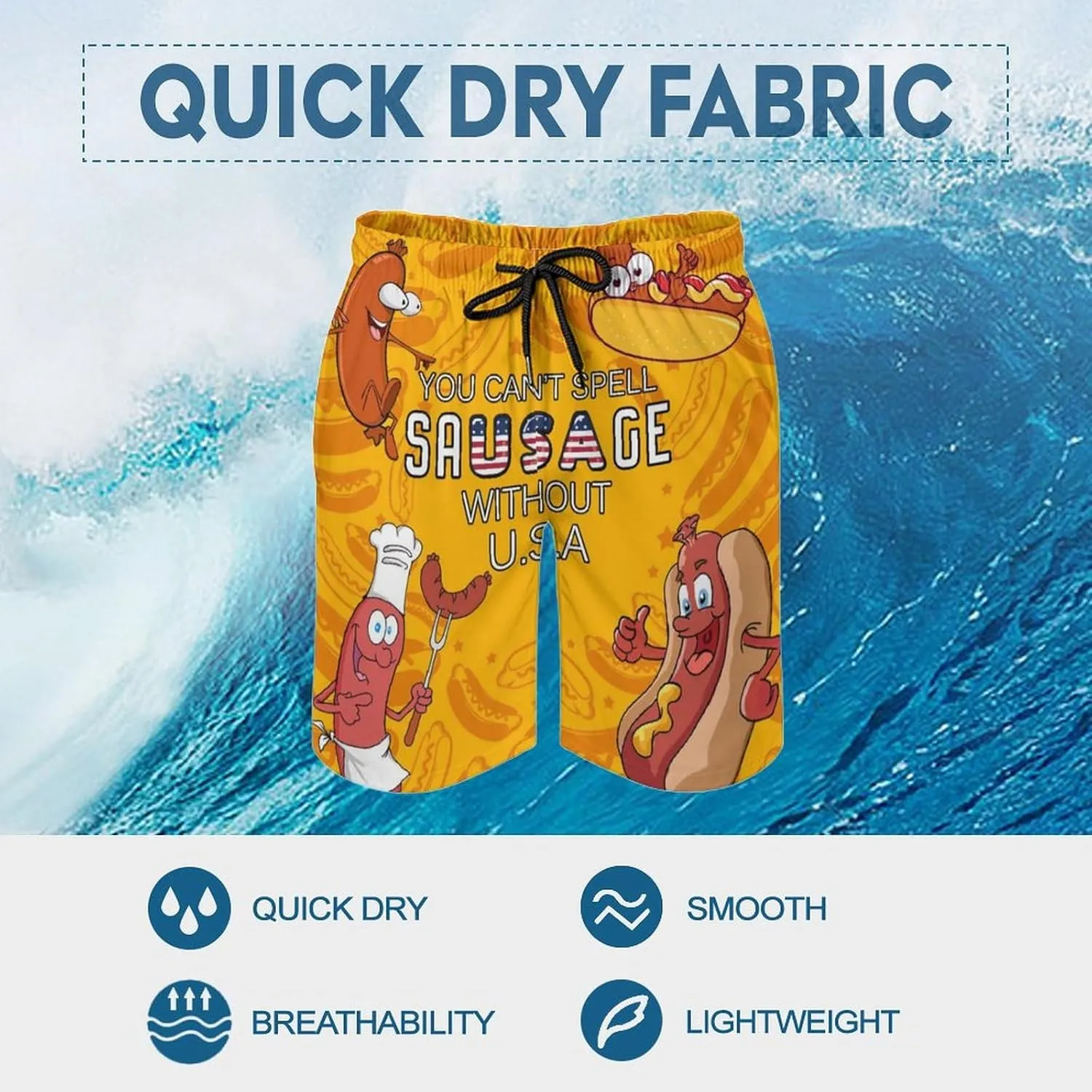 Mens Swim Trunks Quick Dry Funny Beach Board Shorts with Mesh Lining Hawaiian Swimwear Bathing Suits