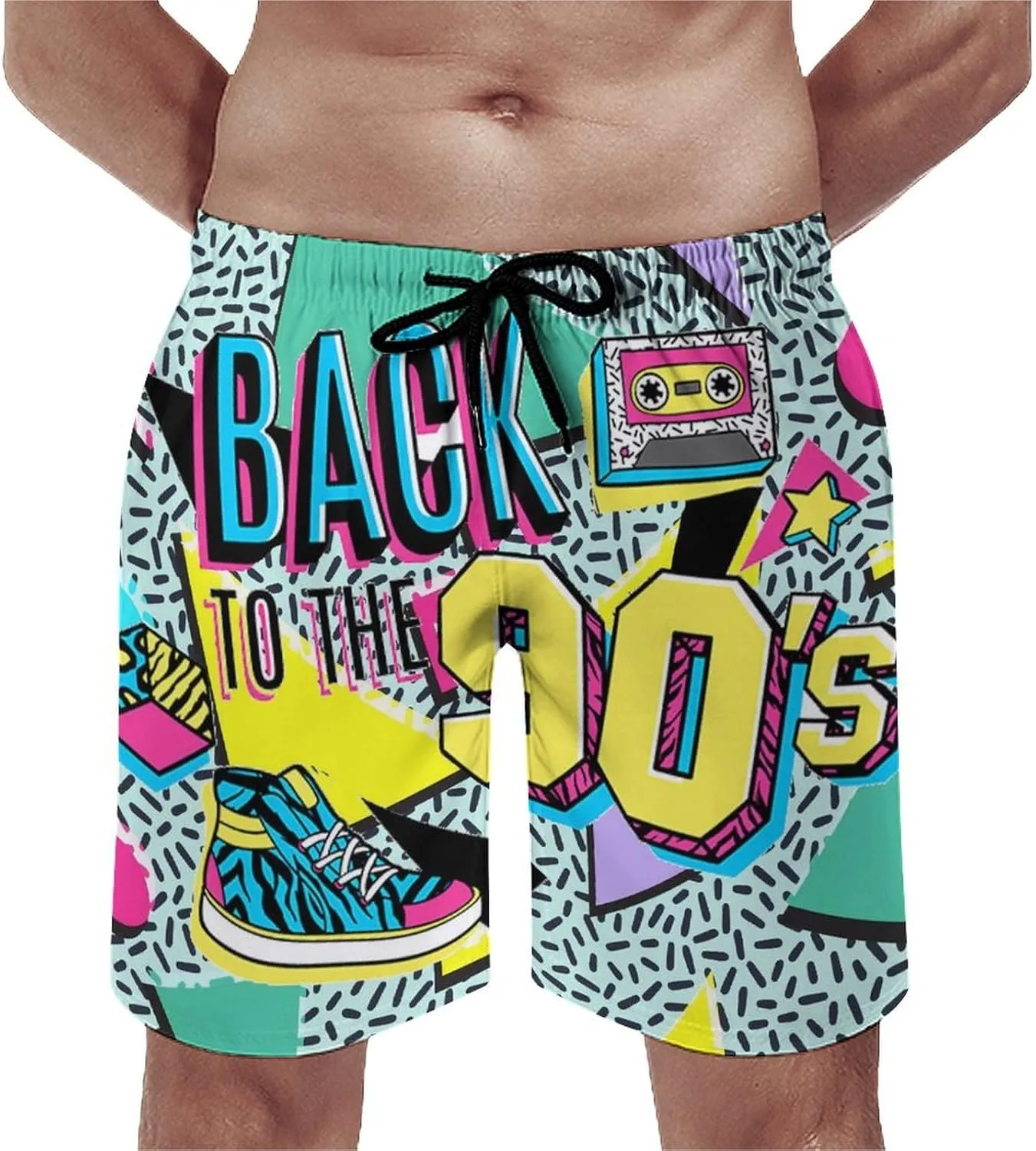 Mens Swim Trunks Quick Dry Funny Beach Board Shorts with Mesh Lining Hawaiian Swimwear Bathing Suits