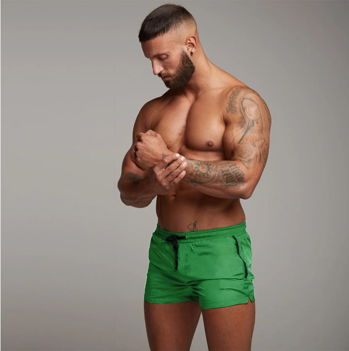 Mens Swim Trunks Quick Dry Swimwear Zipper Pockets, Swim Shorts with Mesh Lining