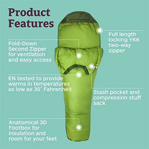 Mens Trestles 30° Sleeping Bag w/ High-loft Insulation for Camping