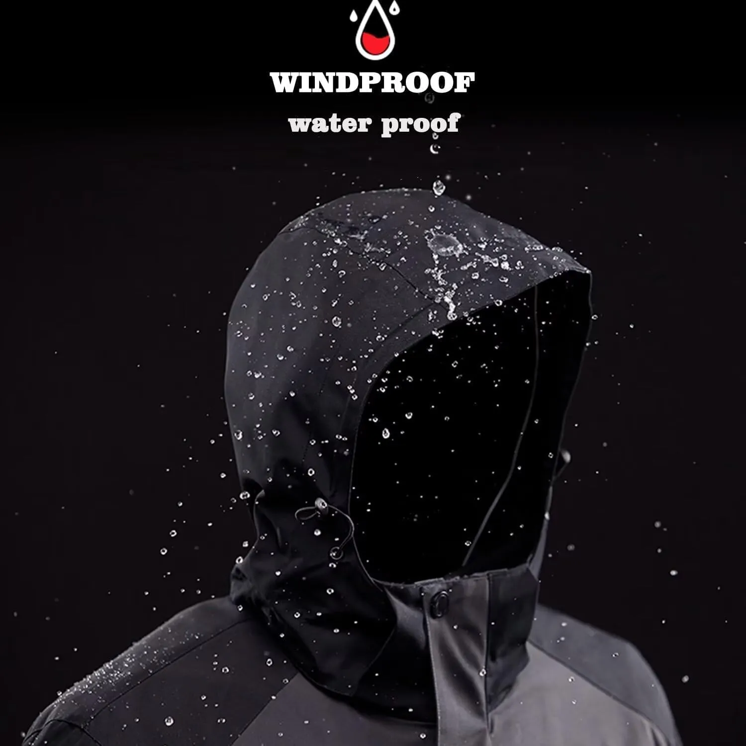 Men's Waterproof Jacket Warm Winter Snow Liner Jacket Mountaineering Windbreaker Removable Hood Raincoat