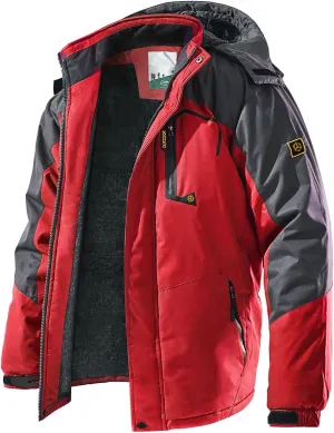 Men's Winter Ski Jacket Warm Fleece Waterproof Outdoor Mountain Hiking Windbreaker Hooded Snow Rain Coat