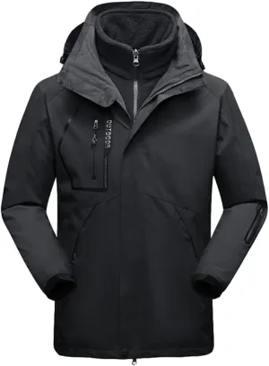 Men's Winter Waterproof 2 in 1 Jacket Outdoor Sport Warm Coat Hiking Camping Trekking Skiing Male Ski Jackets