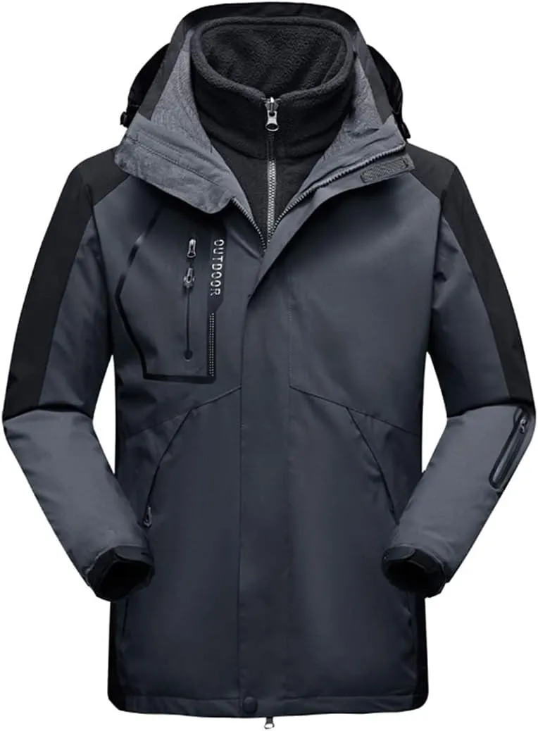 Men's Winter Waterproof 2 in 1 Jacket Outdoor Sport Warm Coat Hiking Camping Trekking Skiing Male Ski Jackets