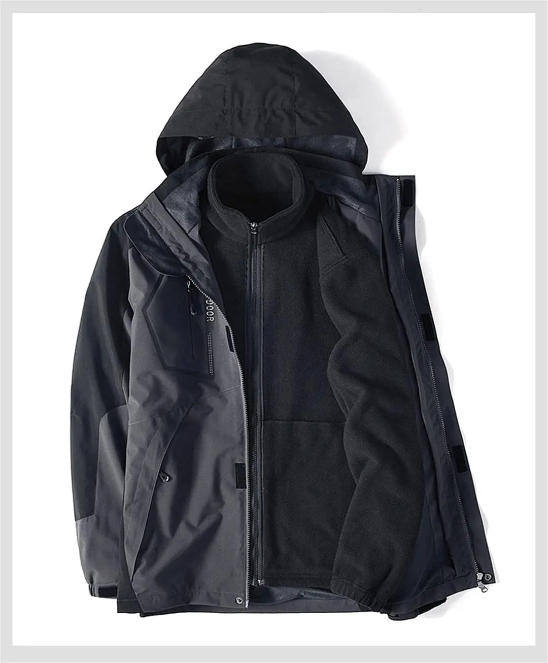Men's Winter Waterproof 2 in 1 Jacket Outdoor Sport Warm Coat Hiking Camping Trekking Skiing Male Ski Jackets