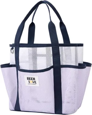 Mesh Beach Bag for Women, Lightweight Beach Tote Bag Sandproof Pool Bag with 8 Pockets for Travel Vacation Essentials