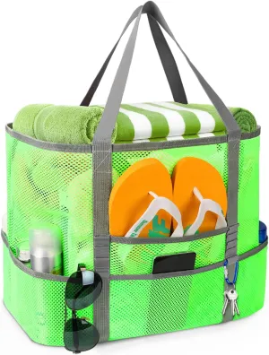 Mesh Beach Bag, Large Beach Bag Swimming Bag Foldable Mesh Tote for Your Family Beach Trip