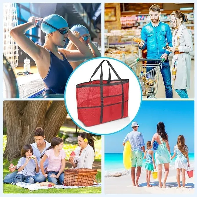 Mesh Beach Bag - Large Tote Bag for Family, Toys & Vacation Essentials