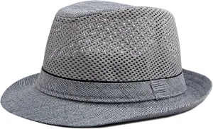 Mesh Fedora Hat for Men Summer Fedora Hats Trilby Hat Sun Beach Hat Panama Hat, 55-61cm