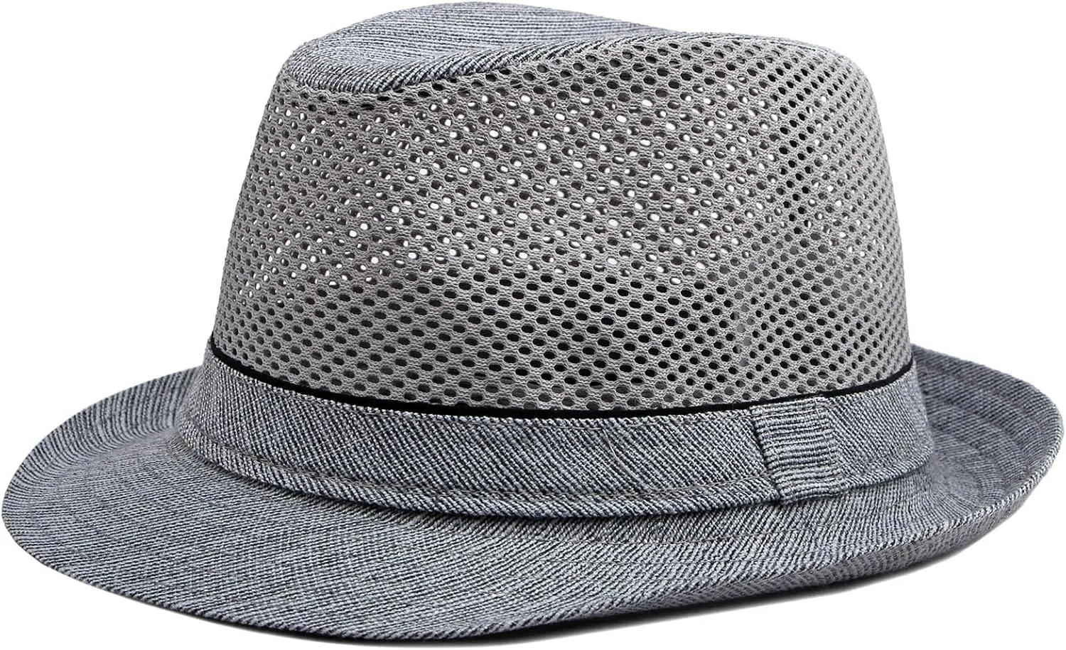 Mesh Fedora Hat for Men Summer Fedora Hats Trilby Hat Sun Beach Hat Panama Hat, 55-61cm