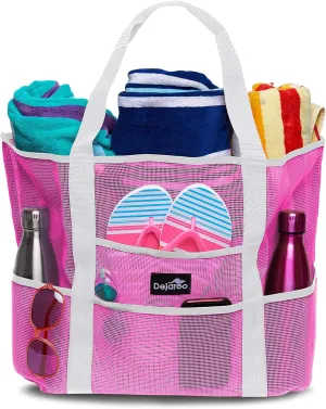 Mesh Sand Free Bag - Strong Lightweight Bag For Beach & Vacation Essentials. Tons of Storage!
