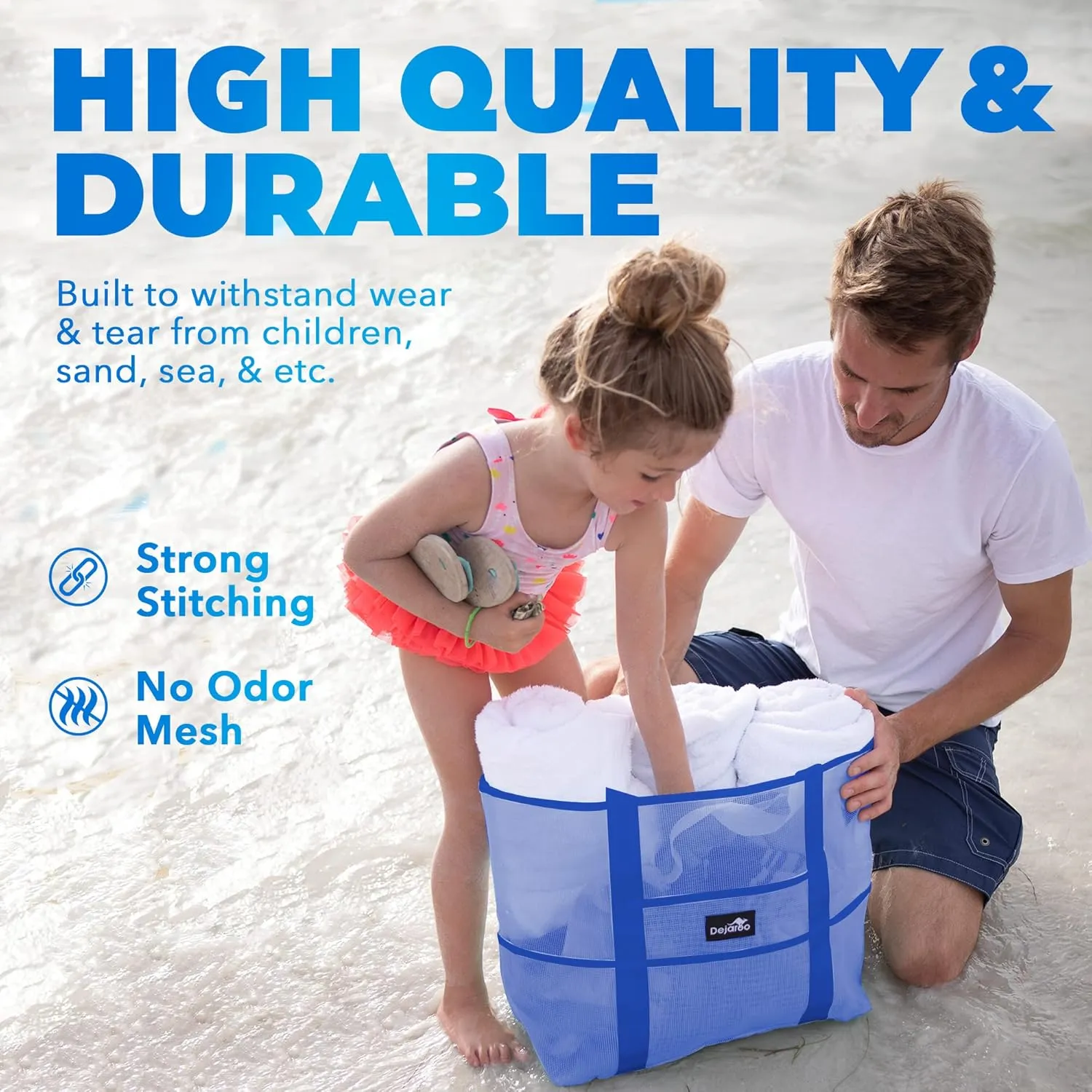 Mesh Sand Free Bag - Strong Lightweight Bag For Beach & Vacation Essentials. Tons of Storage!