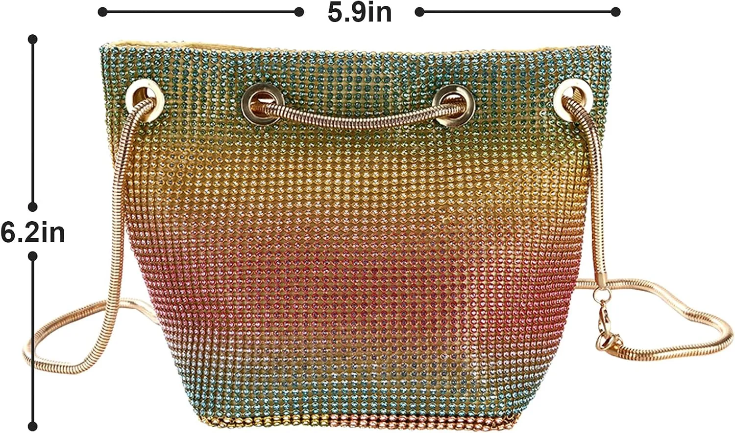 MIFXIN Women Rhinestone Evening Bag Handbag Bling Crystal Clutch Shoulder Bag Shiny Purse for Party Wedding
