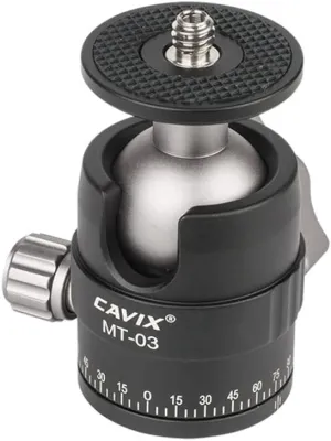 Mini Ball Head, CAVIX MT-03 Camera Panoramic Tripod Head Metal Ball Head with Arca Swiss Quick Release Plate Bubble Level Load Capacity 11 lbs/5 kg…