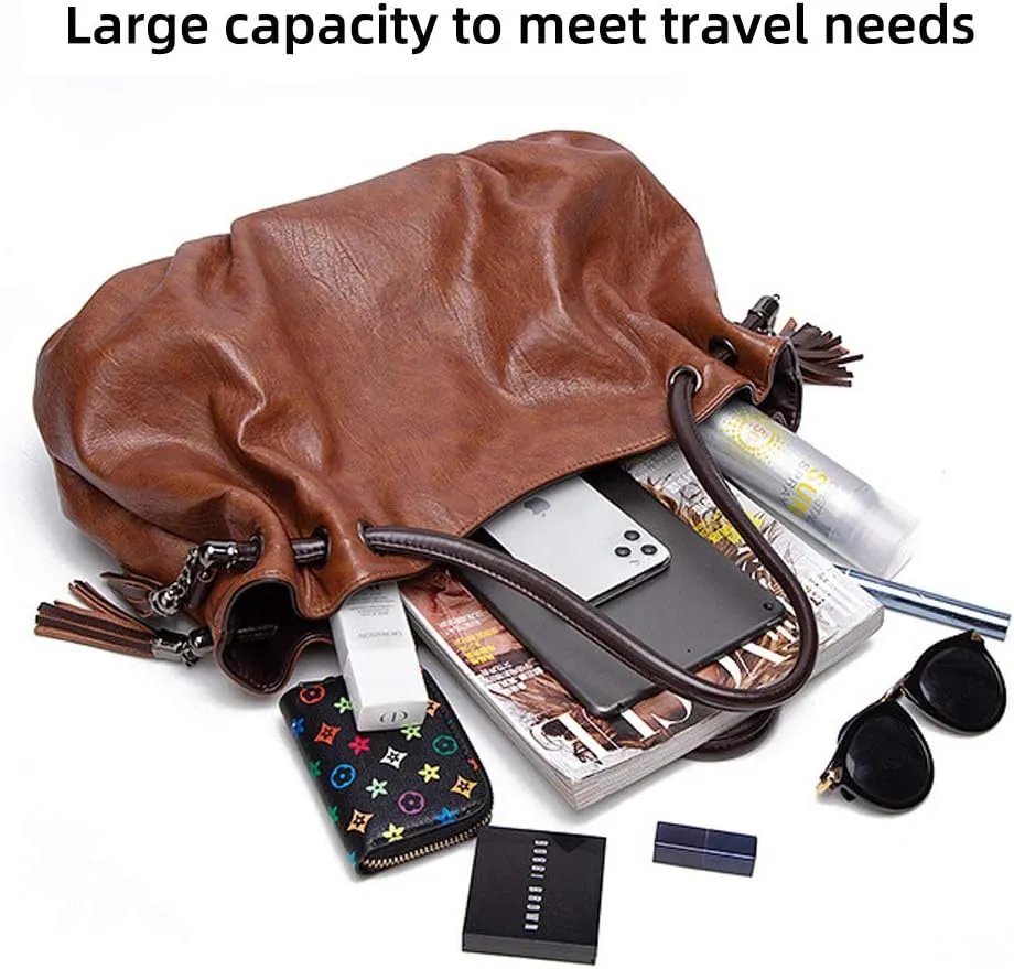 MINTEGRA Handbags for Women Hobo Shoulder Bags with Tassel Large Capacity Top Handle Bucket Bags